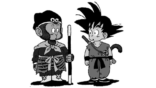 Son Goku e Sun Wukong ritratti da Akira Toriyama nel primo volume di Dragon Ball